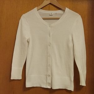 Gap white cardigan, 3/4 sleeves, cotton, XS